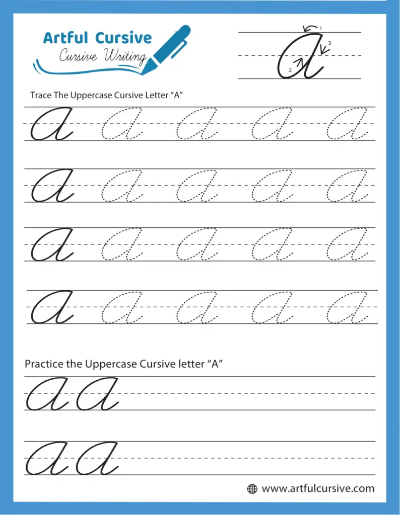 Uppercase Cursive Alphabet Letter A