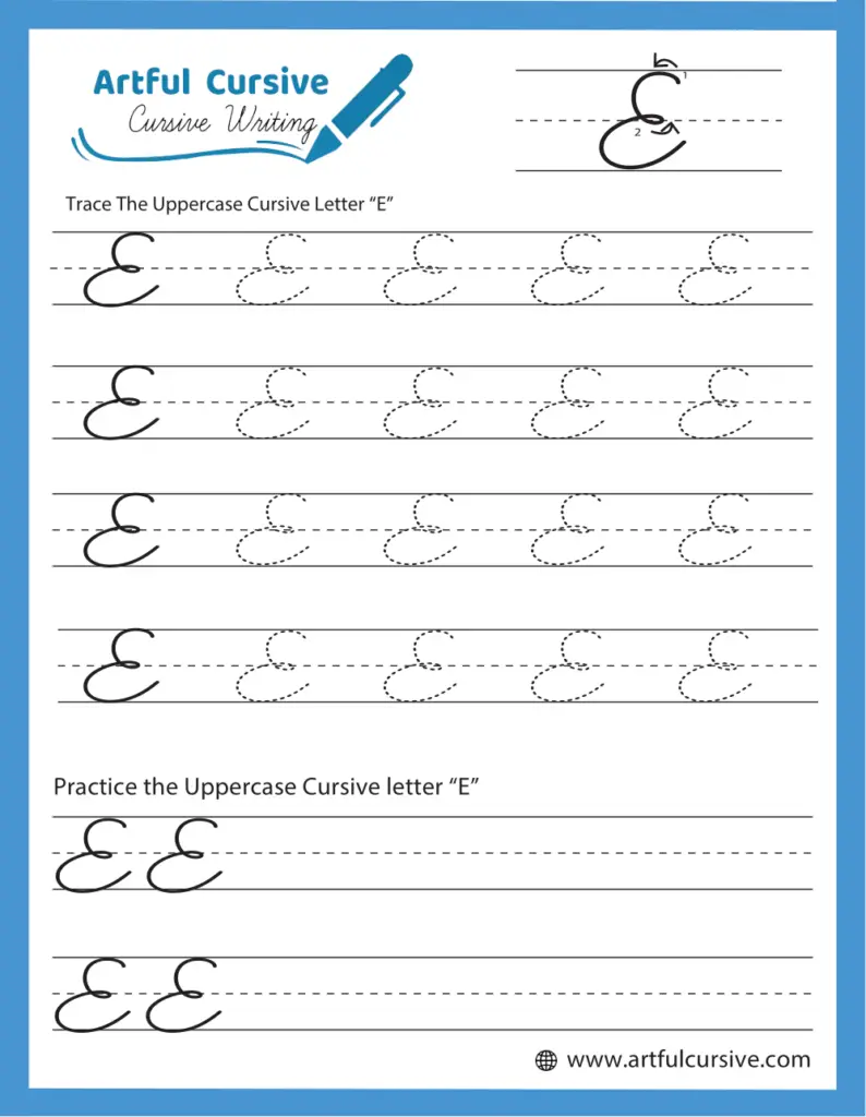 Uppercase Cursive Alphabet Letter E