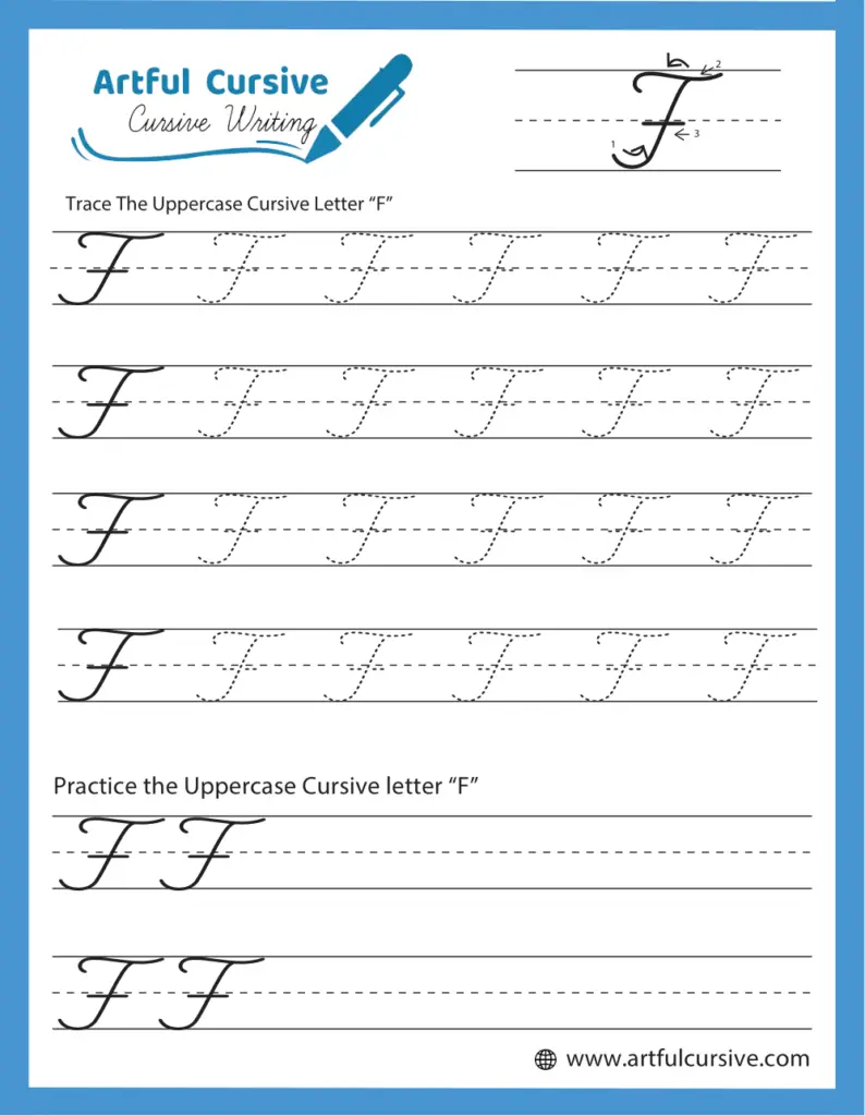 Uppercase Cursive Alphabet Letter F