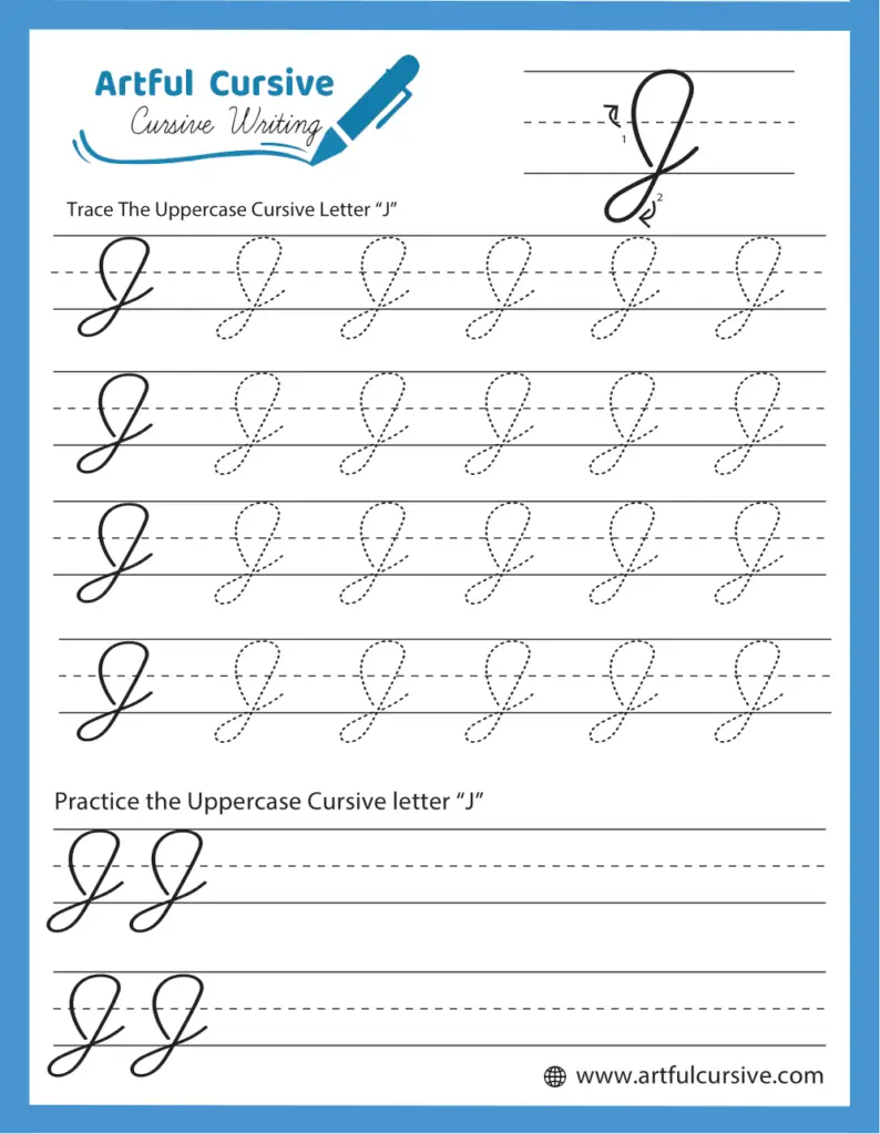 Uppercase Cursive Alphabet Letter J