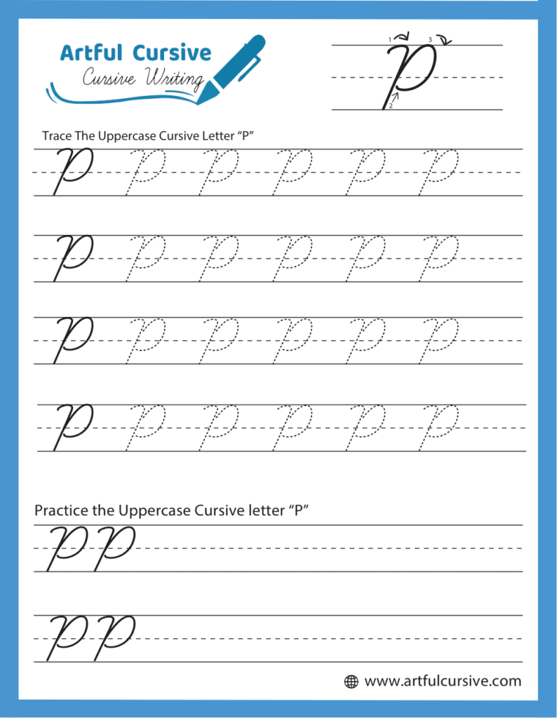 Uppercase Cursive Alphabet Letter P