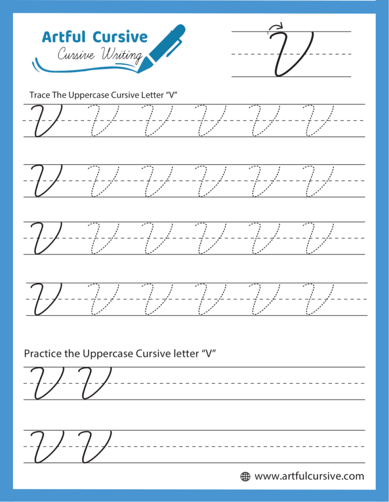 Uppercase Cursive Alphabet Letter V