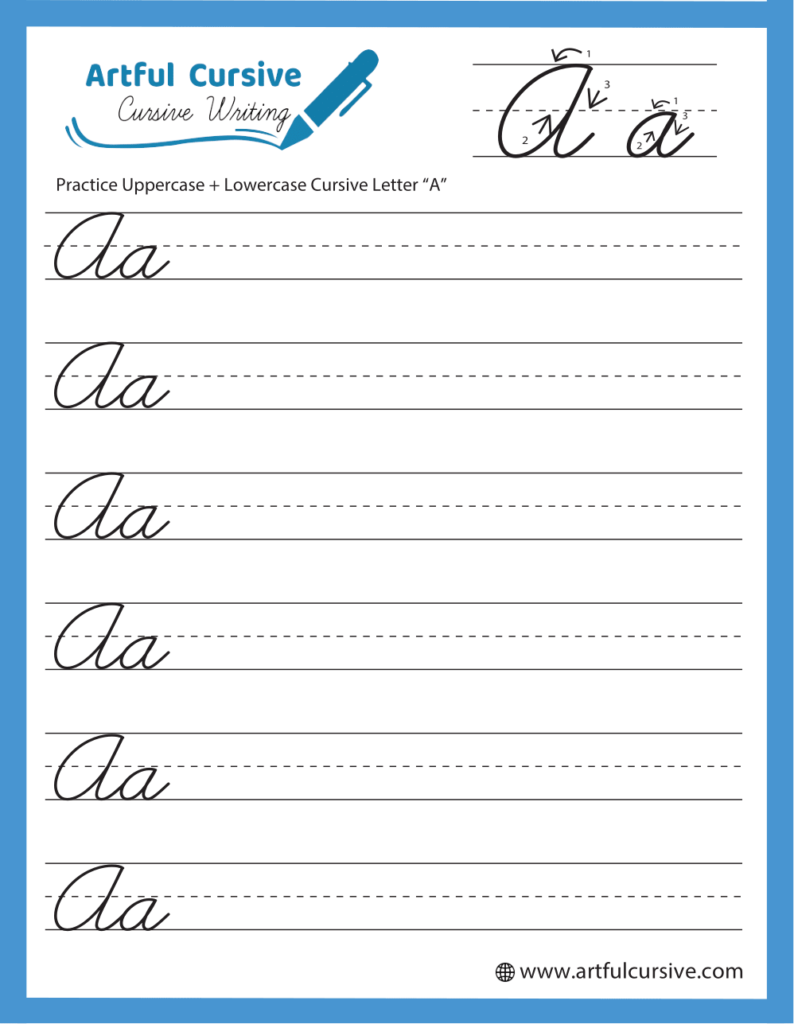 Uppercase + Lowercase Cursive Letter A