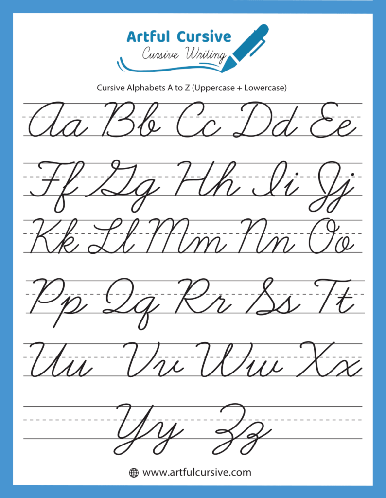 cursive alphabet a to z